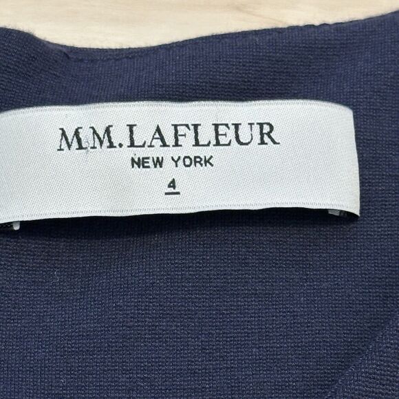 MM LaFleur Women 4 The Rachel Dress V Neck Sleeveless Navy Blue - Picture 5 of 10